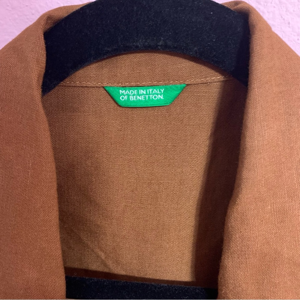 VTG 90s Benetton Linen Blend Utility Jacket - Brown, Size 38 IT (Small) - Picture 2 of 8